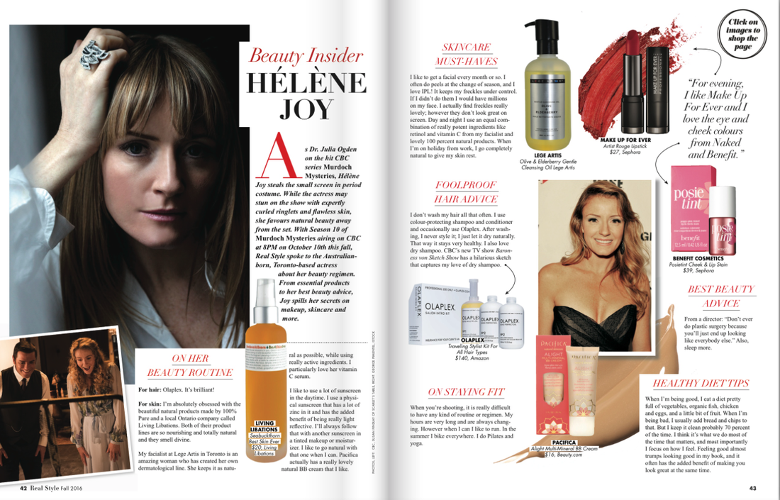 My facialist at Lege Artis in Toronto is an amazing woman who has created her own dermatological line. She keeps it as natural as possible, while using really active ingredients. I particularly love her vitamin C serum… I like to have a facial every month or so"... - Hélène Joy, actress